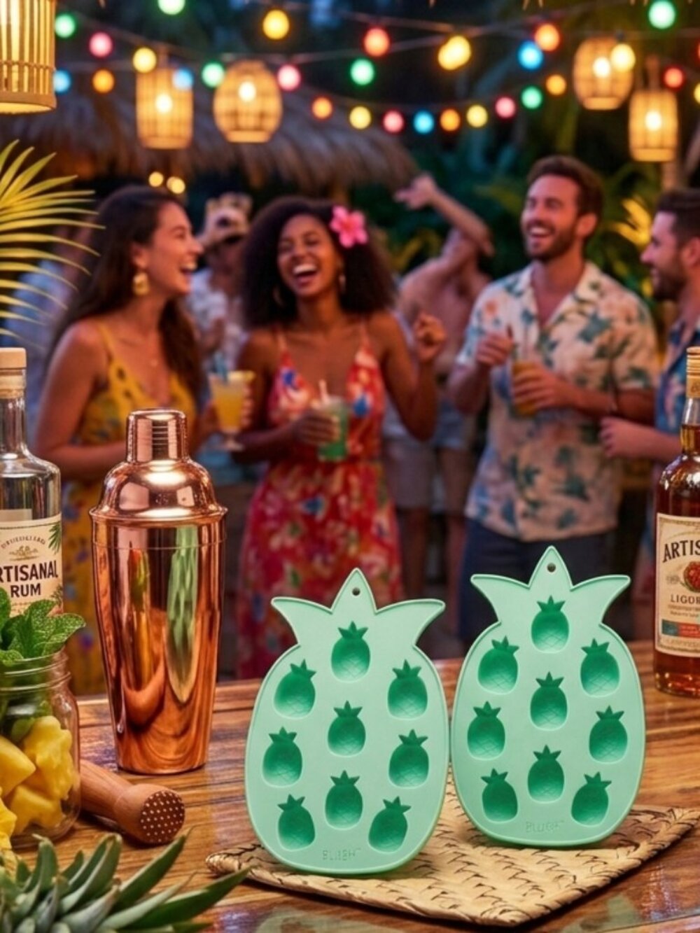 ⭐️ $5 - (SET OF 2) BLUSH SILICONE PINEAPPLE SHAPE SILICONE ICE CUBE TRAYS